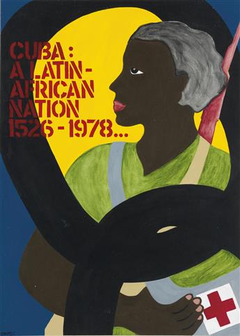 (CUBA.) Group of 5 original poster illustrations in support of Cuba.